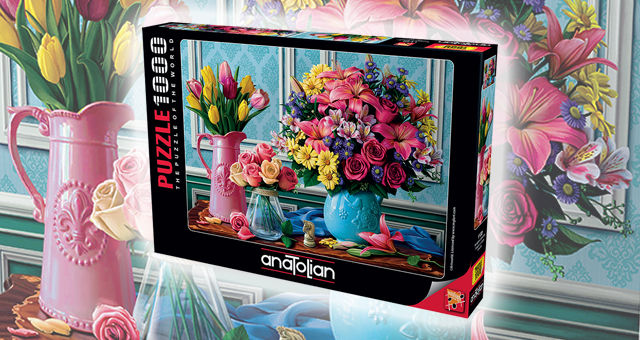 anatolian puzzle 1000 parça rengarenk buketler