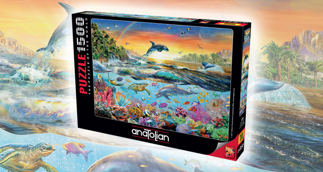 anatolian puzzle 1500 parça yapboz tropikal cennet balık yunus deniz