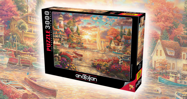 anatolian puzzle 3000 parça yapboz liman gemiler gün batımı sunset