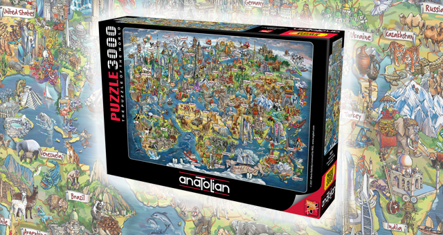 anatolian puzzle 3000 parça yapboz dünya harita map antik eski maria rabinky